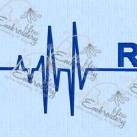 EKG Heartbeat heart beat of a RN fill machine Embroidery Design