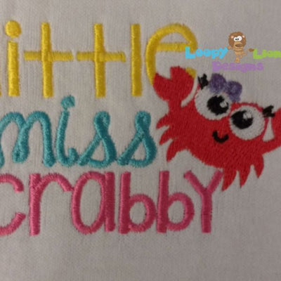 Little Miss Crabby Applique Embroidery Design