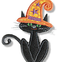 Halloween Witch Black Cat Applique