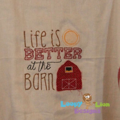 Life is better at the farm Applique Embroidery Design