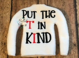 Put the I in Kind Elf Sweater - ITH Elf Shirt - In the hoop machine embroidery design