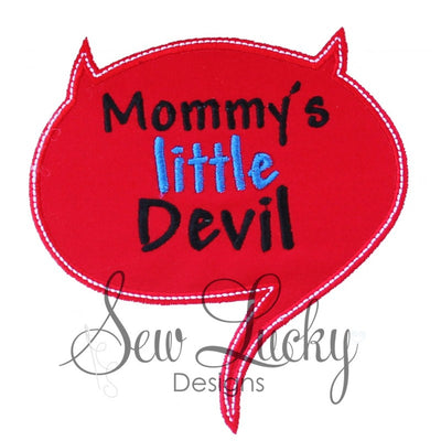 Mommy's Little Devil Saying bubble Applique