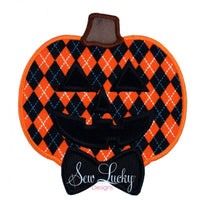 Pumpkin with bow tie Applique
