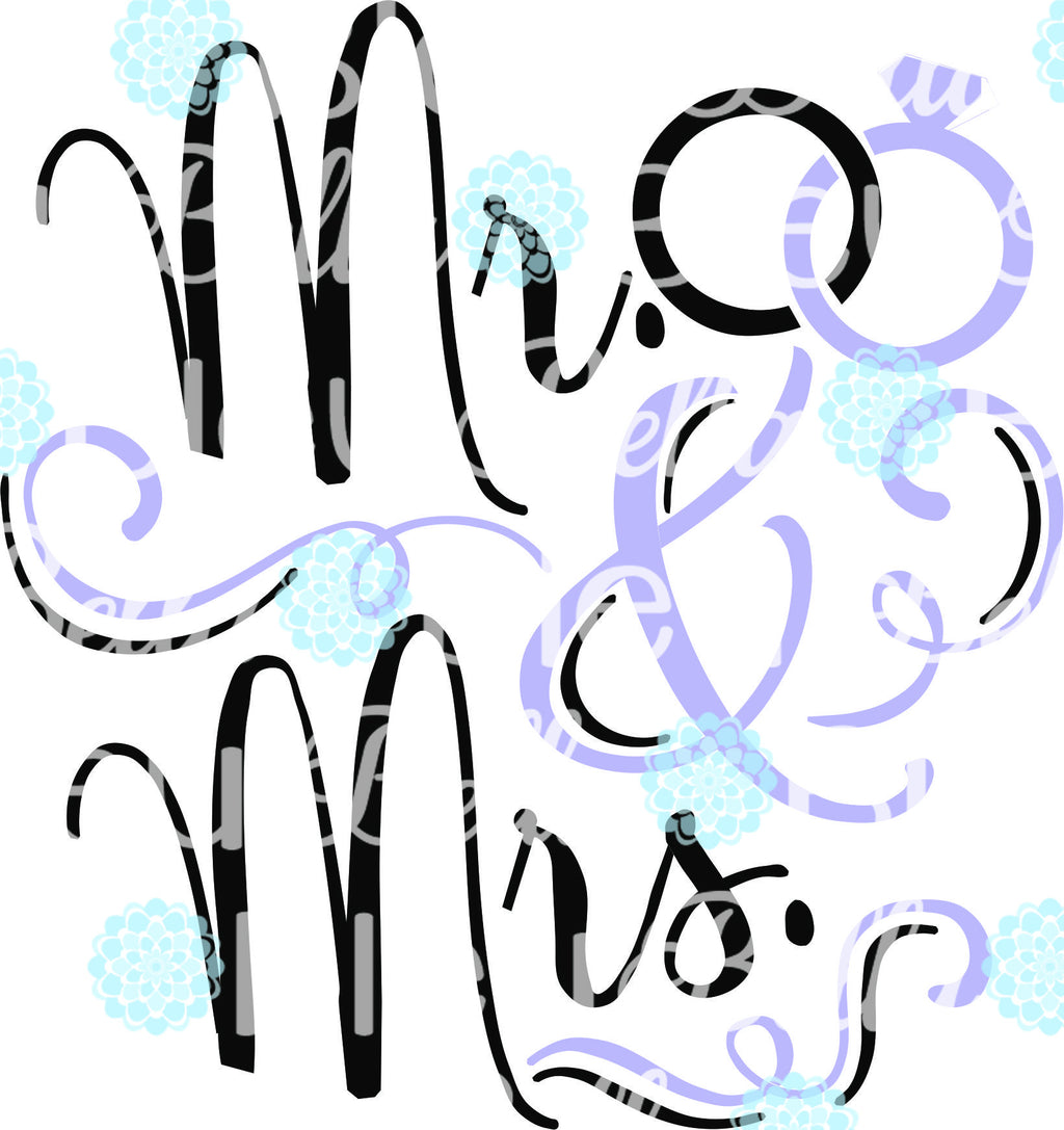 Mr & Mrs Wedding Rings Wedding SVG Cuttable File Saying Wording Vinyl