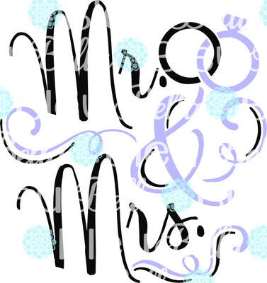 Mr & Mrs Wedding Rings Wedding SVG Cuttable File Saying Wording Vinyl