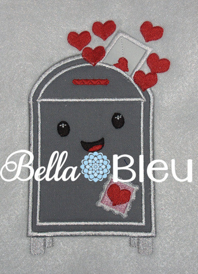 Valentines Mailbox with Love Letters Machine Applique Embroidery Design