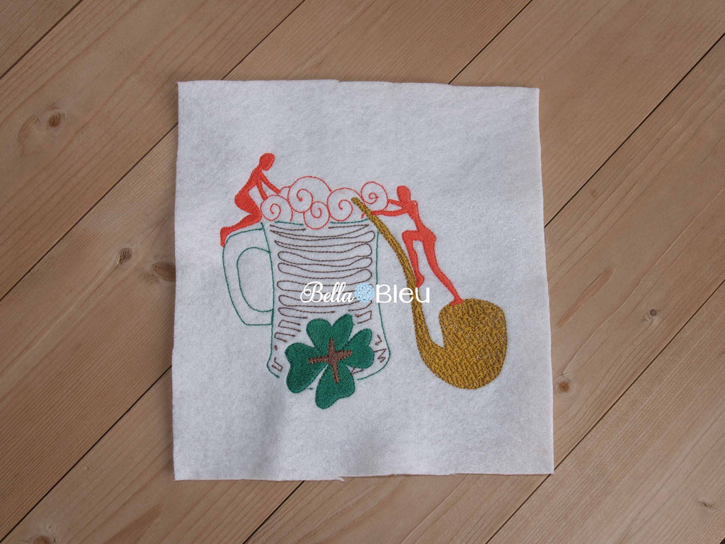 Saint St Patrick's Day Beer Friends  Colorwork Machine Embroidery Design