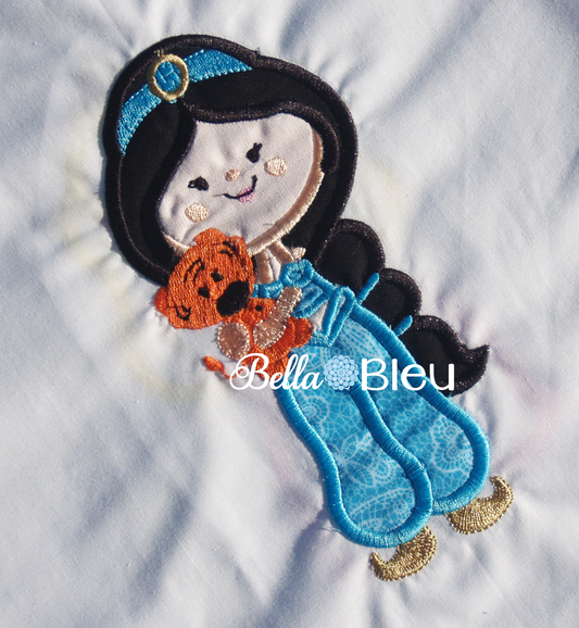 Inspired Jasmine  Princess and Tiger Machine Applique Embroidery Design