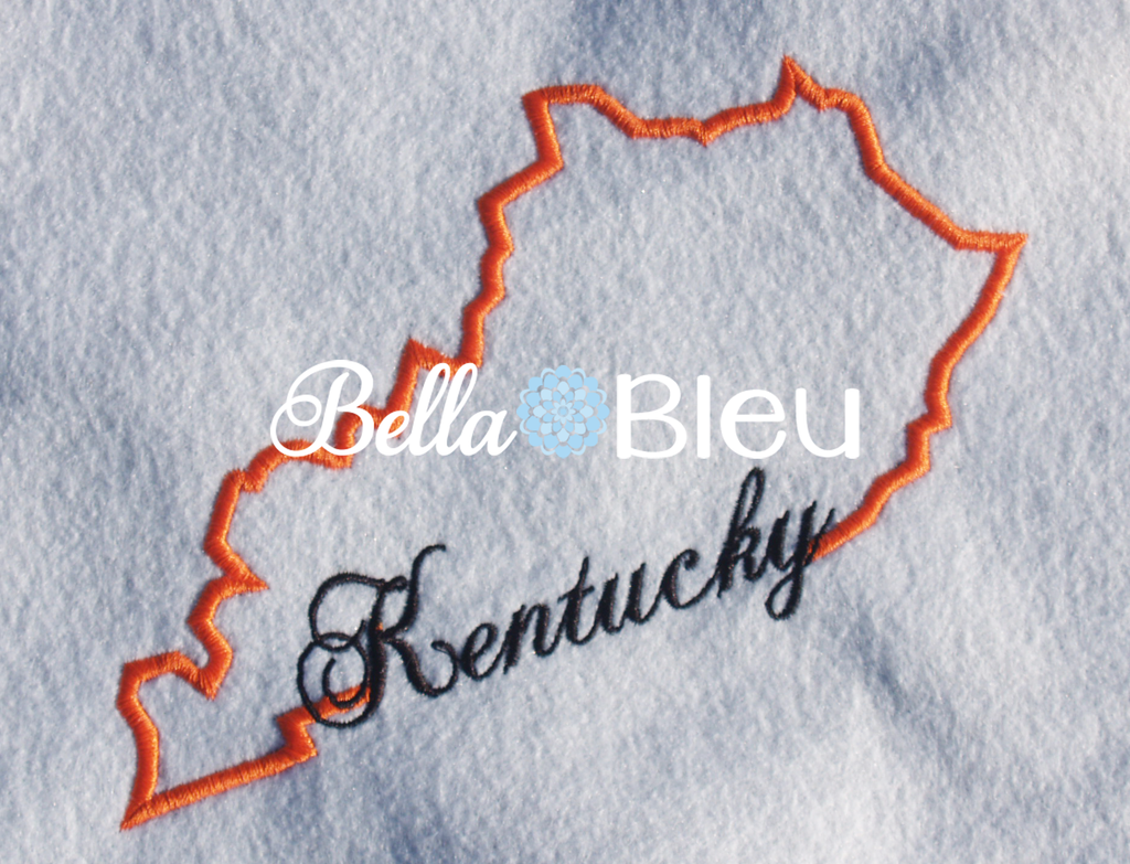 Kentucky State Outline Embroidery design with Kentucky signature saying