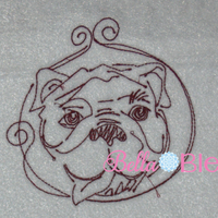 Bulldog Quick stitch redwork machine embroidery design