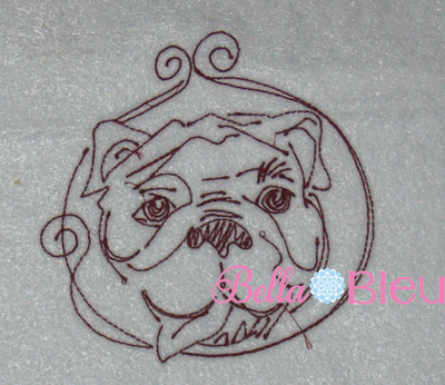 Bulldog Quick stitch redwork machine embroidery design