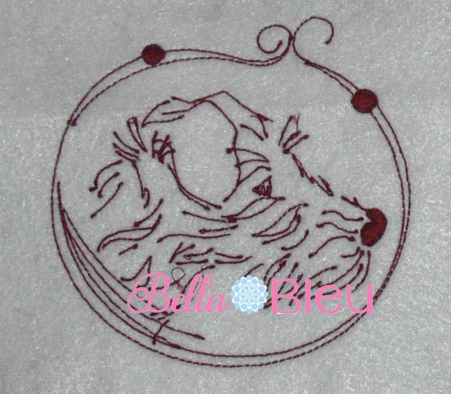Dog Puppy Beautiful  Redwork machine embroidery quick stitch design