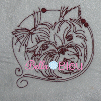Yorkie Dog Quick Stitch Machine Redwork embroidery design