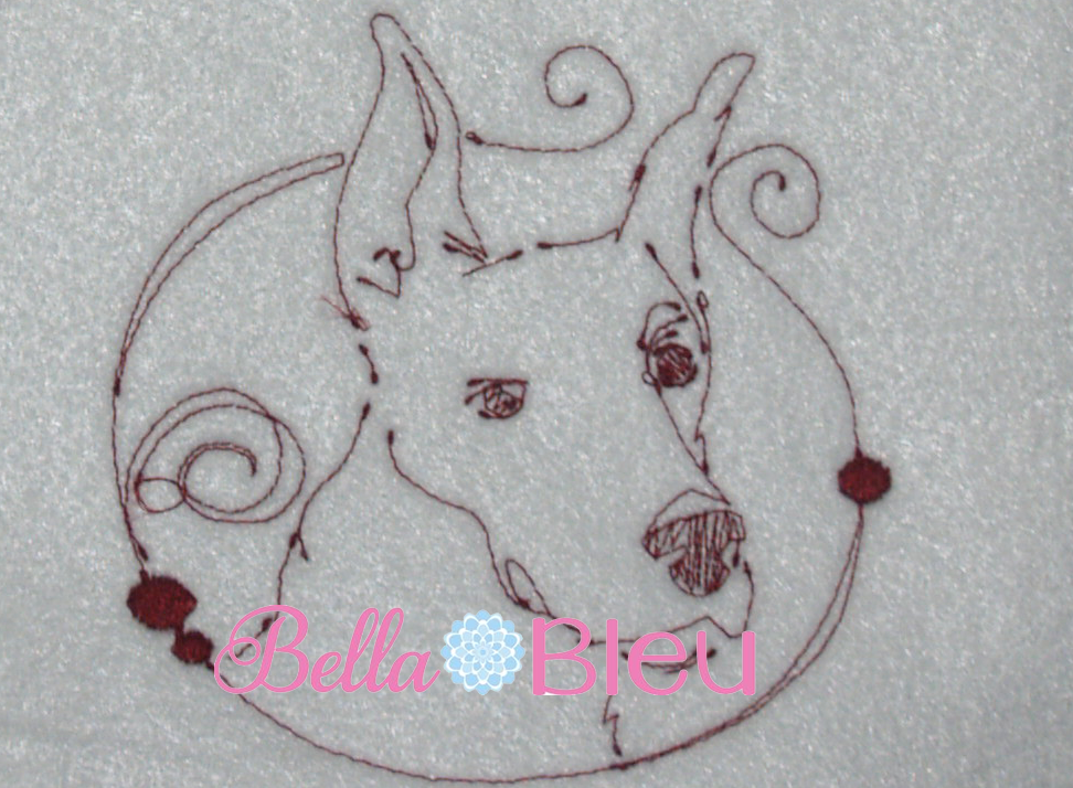 Great Dane Dog quick stitch machine redwork embroidery design