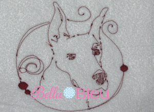 Great Dane Dog quick stitch machine redwork embroidery design