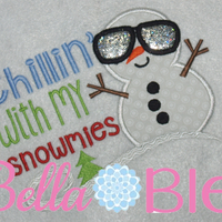 Chillin with My Snowmies Winter Snowman Machine Embroidery Design