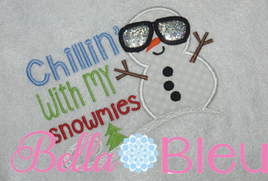 Chillin with My Snowmies Winter Snowman Machine Embroidery Design