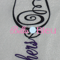 Hers Wedding Wine Glass Machine Embroidery Design