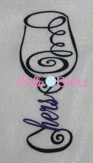 Hers Wedding Wine Glass Machine Embroidery Design