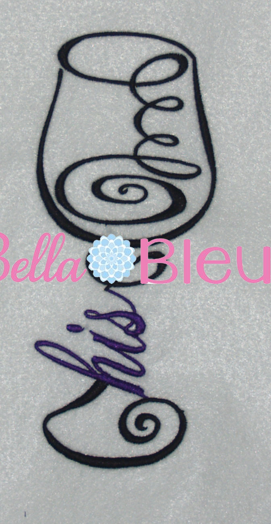His Wedding Wine Glass Machine Embroidery design