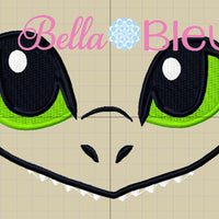 Dragon Eyes with Mouth and Teeth Filled Machine Applique Embroidery Designs for Towel or Tee