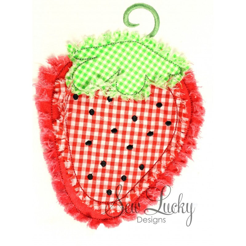 Raggy Strawberry bean stitch applique