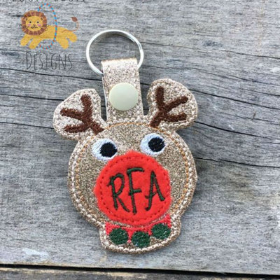 Christmas Rudolph Reindeer ITH Key fob