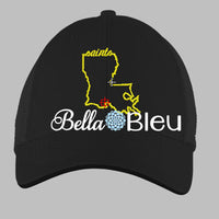 State of Louisiana with Signature Saints baseball hat cap machine embroidery design