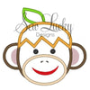 Fall Sock Monkey with Pumpkin hat Applique