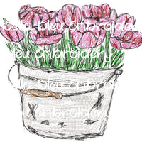 Tulip Bucket Flower Scribble