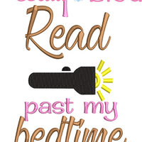 I read past my bedtime reading book pillow quote 3 sizes machine embroidery design