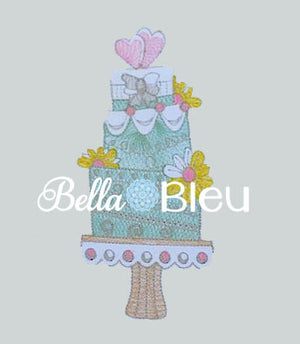 Sketchy Wedding Cake Exclusive to BBE Machine Embroidery Design