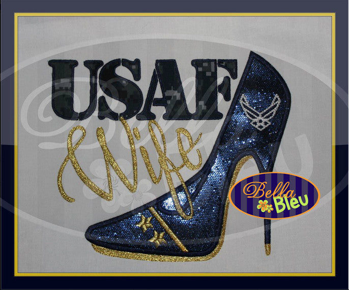Sexy Armed Forces Airforce Stiletto Heels Applique Embroidery Designs Design