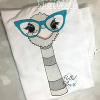 Sketchy Ostrich with Glasses Machine Embroidery design
