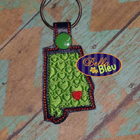 ITH Alabama State Filled Key fob Machine embroidery design