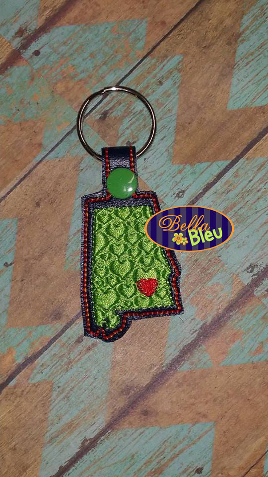 ITH Alabama State Filled Key fob Machine embroidery design