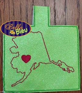ITH In the hoop Alaska State Key Luggage tag keyfob machine embroidery design