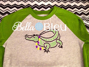Mardi Gras Alligator Gator Wearing Party Beads Filled Embroidery Design