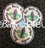 ITH In The Hoop Mardi Gras fleur de lis Wine Glass Coaster Let the Good Times Roll