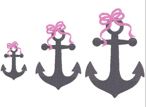 Anchor with Bow Fill Embroidery Design