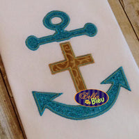 Nautical Anchor with Cross Applique Embroidery Designs Design Monogram