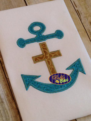 Nautical Anchor with Cross Applique Embroidery Designs Design Monogram