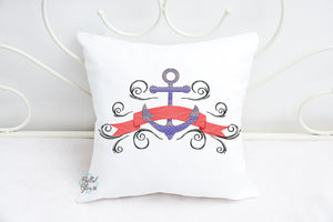 Nautical Anchor Banner Sketchy machine embroidery design