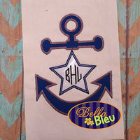 Nautical Anchor with Star Applique Embroidery Designs Design Monogram