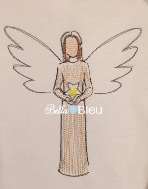 Stunning Angel with Star Colorwork Machine Embroidery Design