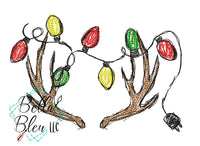 Antlers with Christmas Lights Scribble