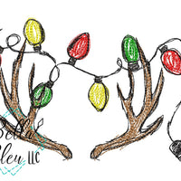 Antlers with Christmas Lights Scribble