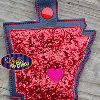 ITH in the hoop state of Arkansas Key fob luggage tag machine embroidery design
