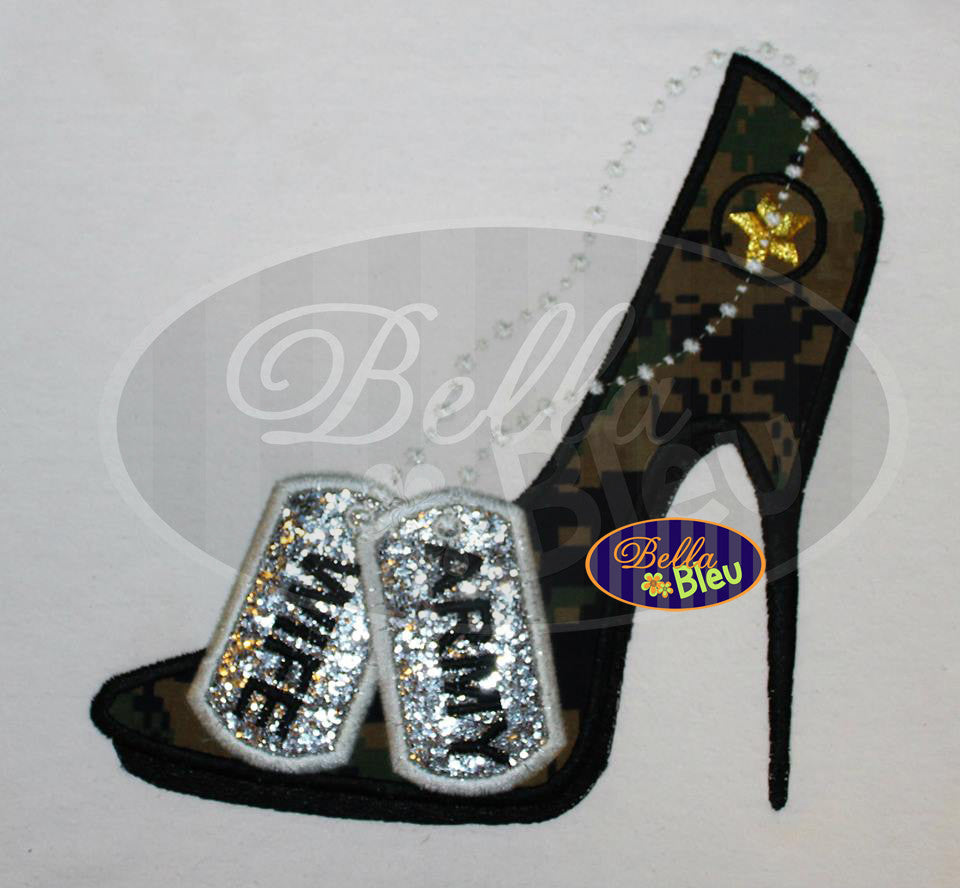 Sexy Armed Forces Army Stiletto Heels Applique Embroidery Designs Design