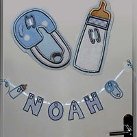 Baby Bottle Banner Add On, In The Hoop - 3 Sizes